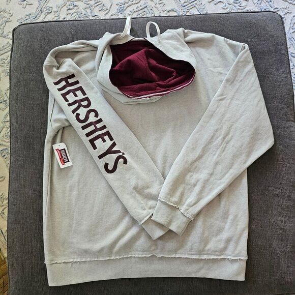 Hershey's Women's Cream Long Sleeves Kangaroo Pocket Hoodie Size XL - Picture 2 of 9